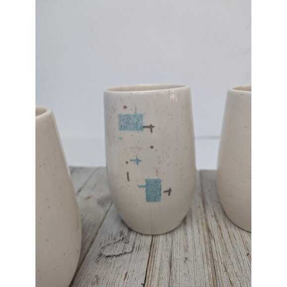 Vintage Set of 4 Vernonware Metlox Heavenly Days 5" Tumblers Cups Glasses MCM - Picture 4 of 12